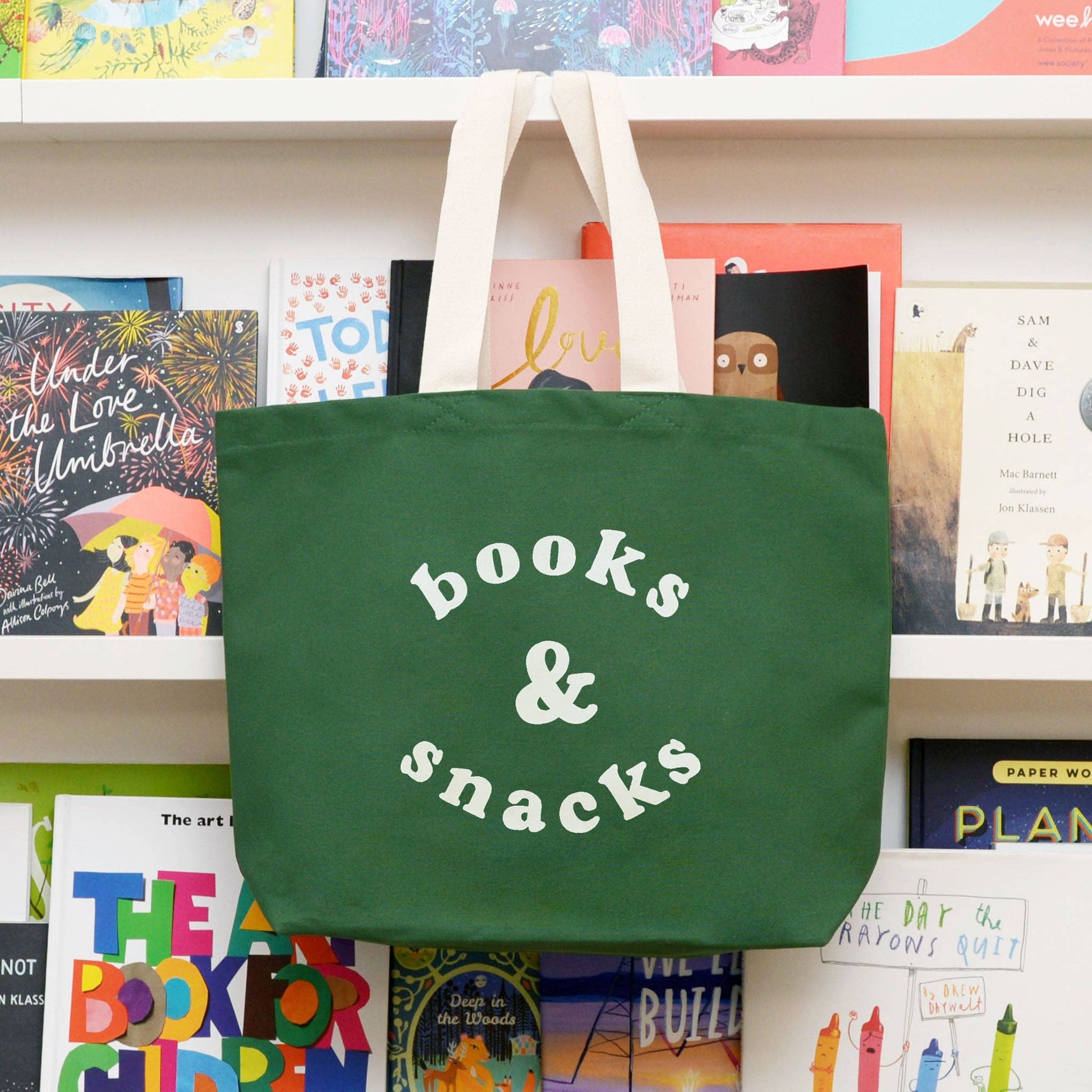 Books & Snacks - Forest Green Canvas Tote Bag