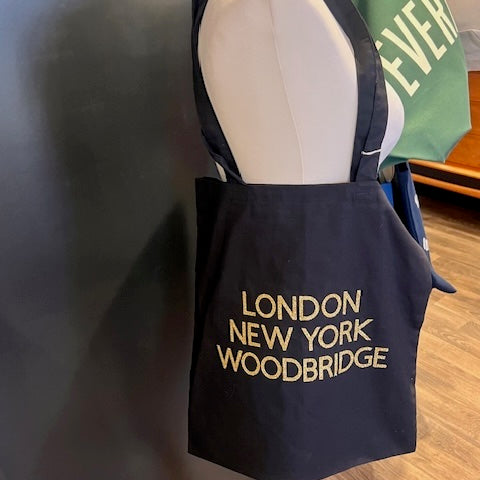 Black Tote, Gold Text - London New York Woodbridge