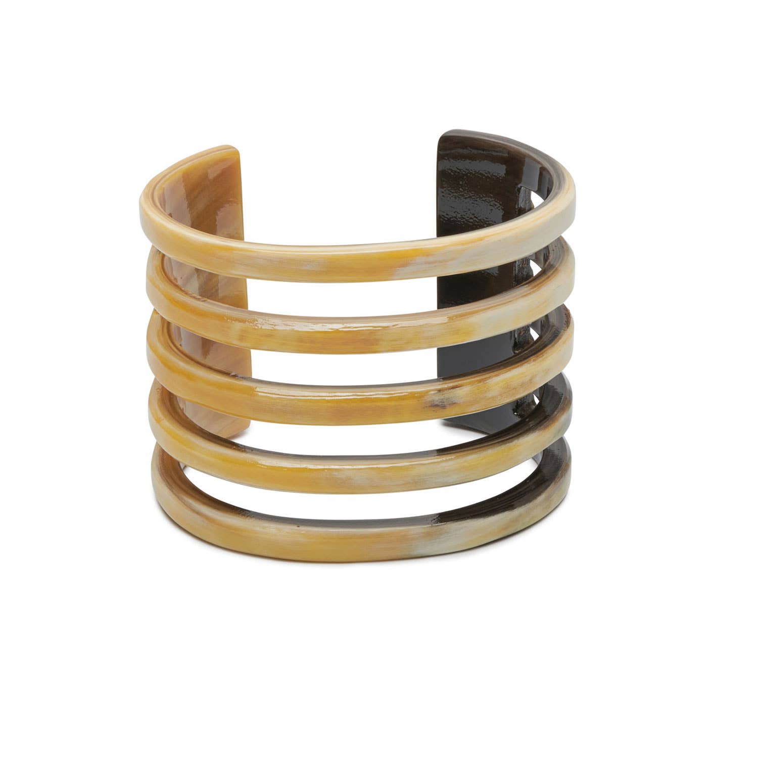 White Natural Ribbed wide Horn jewelry Cuff bangle bracelet