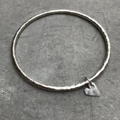 Sterling Silver Bangle with Heart Charm