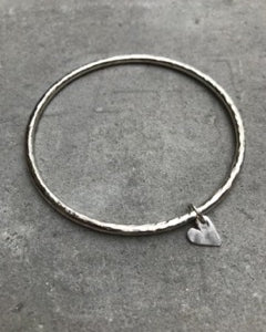 Sterling Silver Bangle with Heart Charm