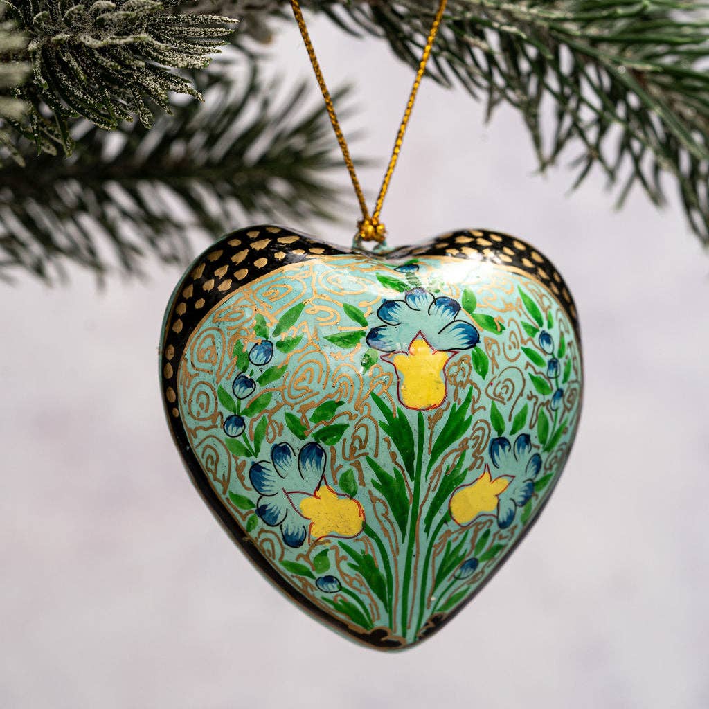 Indian 10 Floral Hanging Heart Ornament
