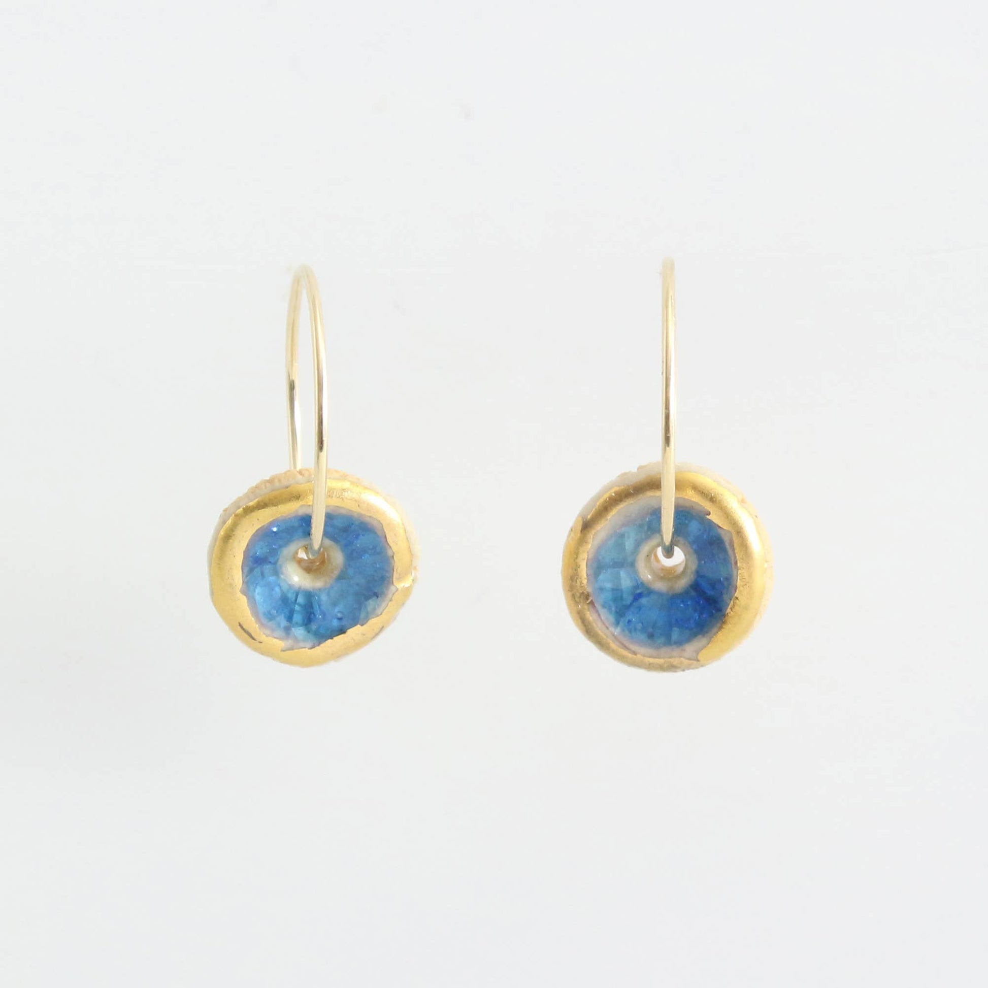 Blue Pool Gold Fill Hoops Small