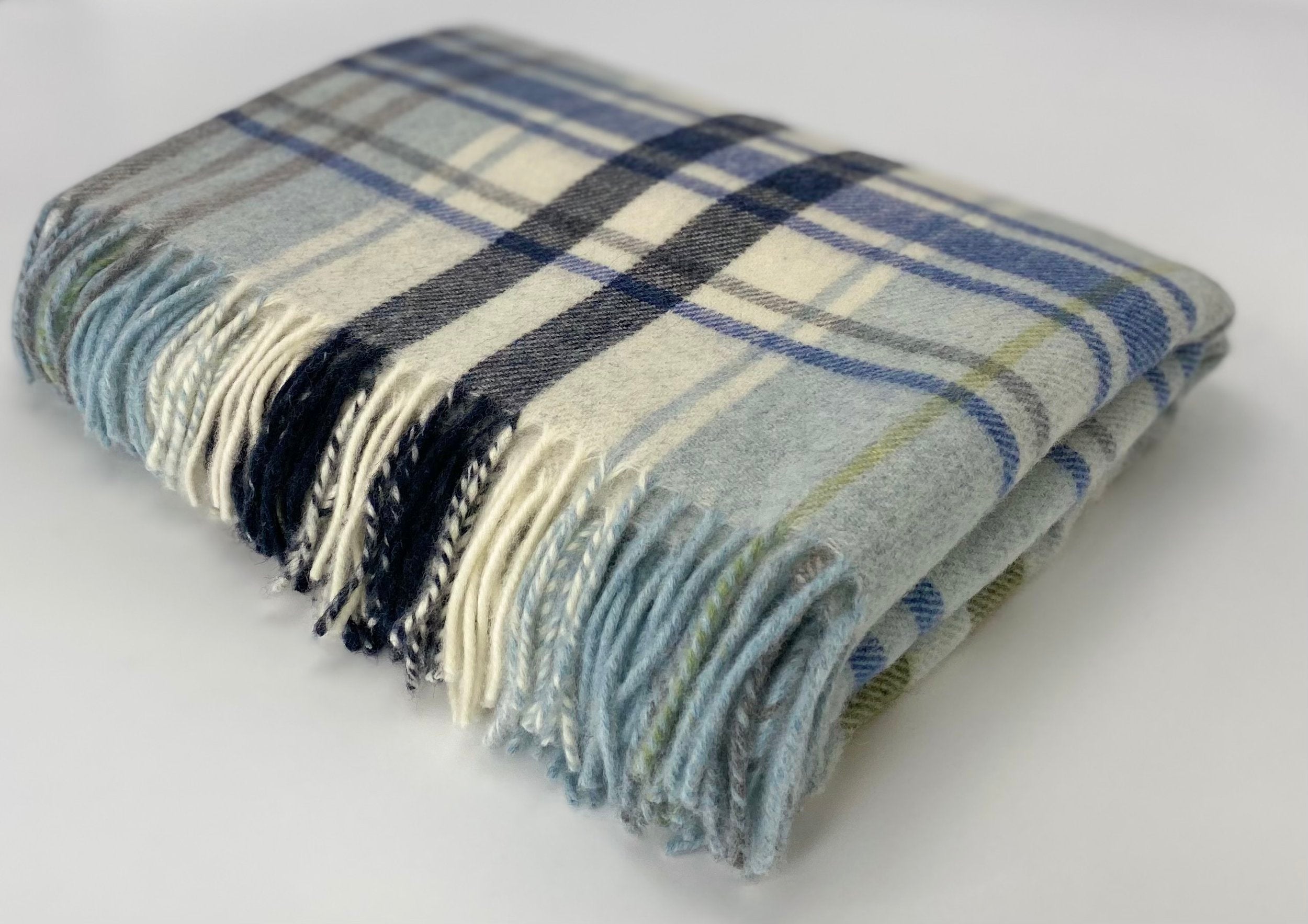 Woollen Throw - Sea Blue - Made in Scotland