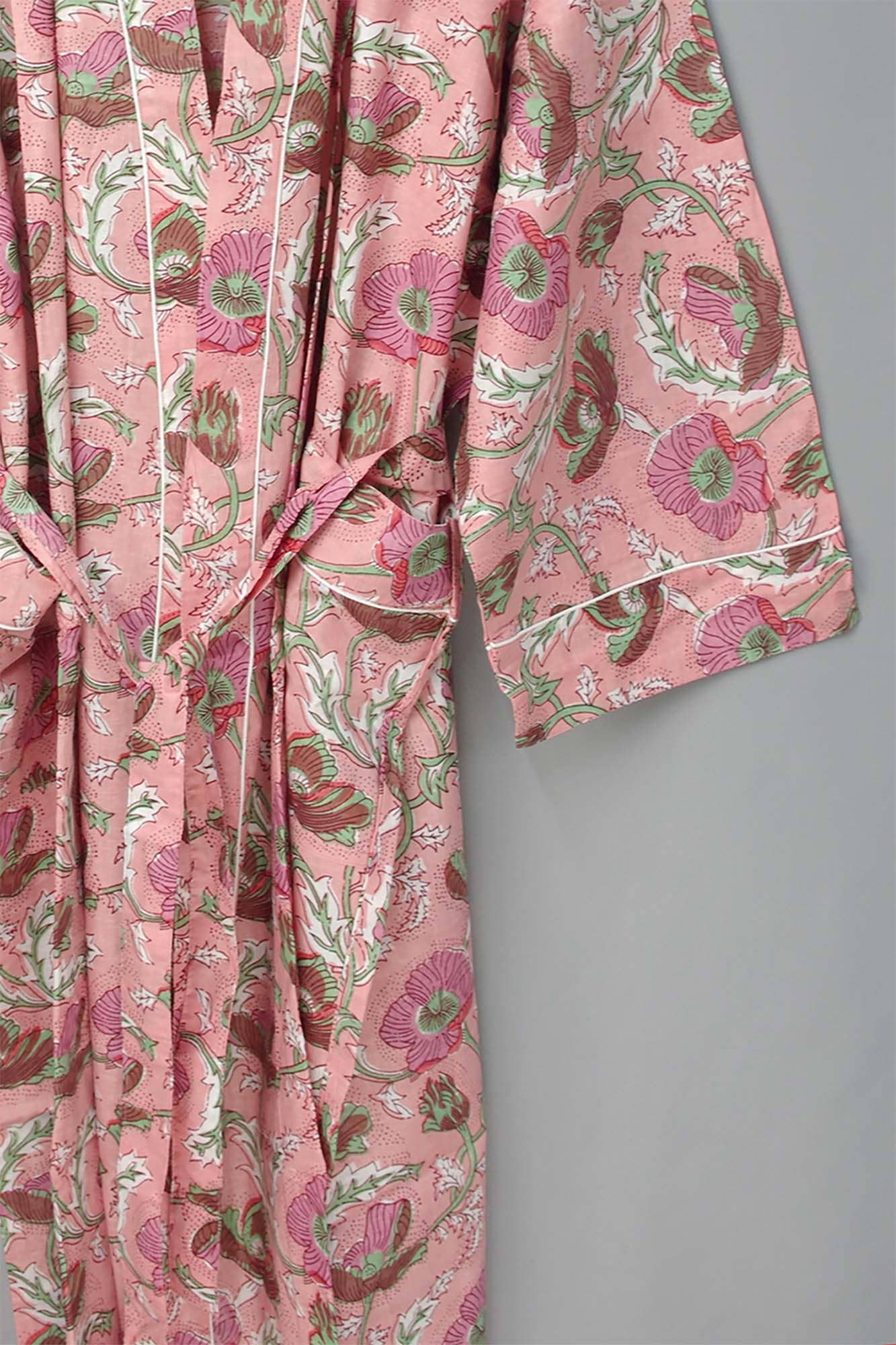 Pretty Pink Poppy Pattern Cotton Kimono