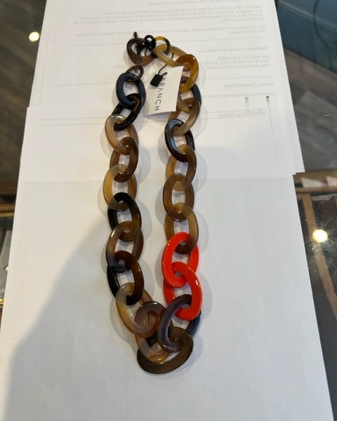 Branch - Natural & Orange Medium Necklace