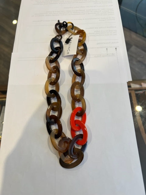 Branch - Natural & Orange Medium Necklace