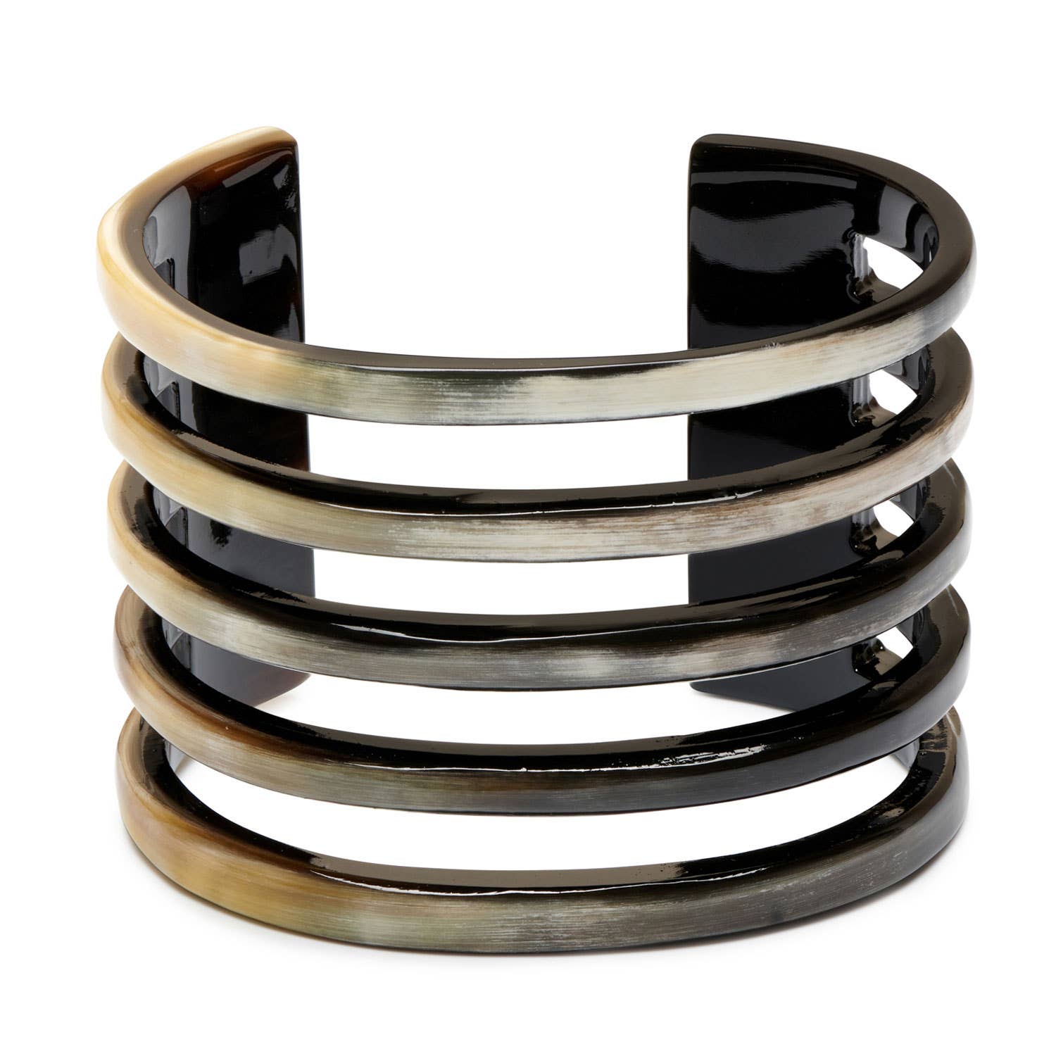 Black Natural Ribbed wide Horn jewelry Cuff bangle bracelet