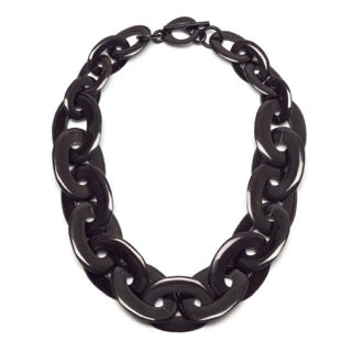 Branch - Large Link Oval Black Necklace