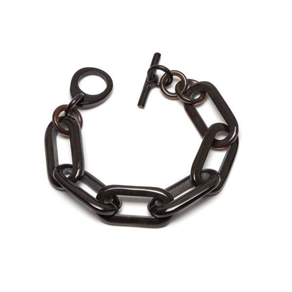 Rectangle link Buffalo horn bracelet - Black