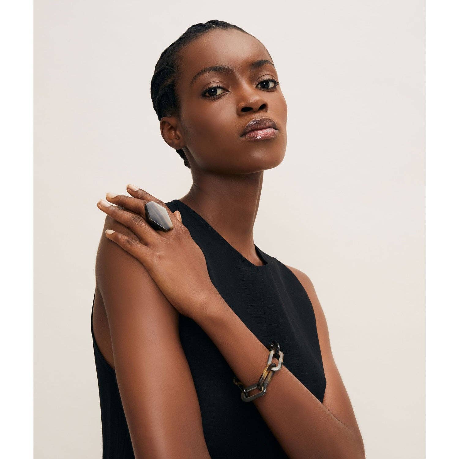 White abstract horn ring: Large