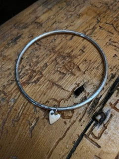 Sterling Silver Bangle with Heart Charm