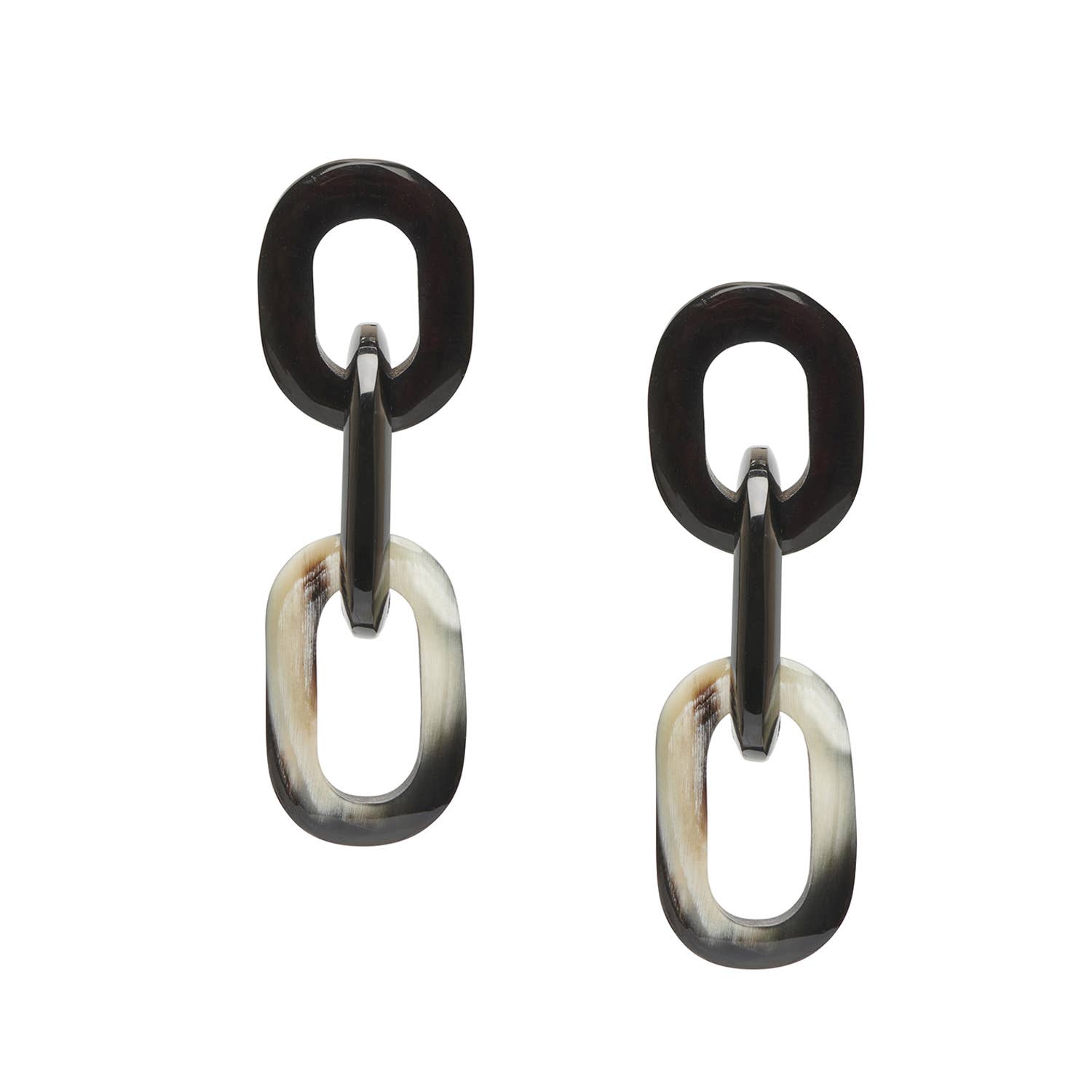 Natural Black triple link earring