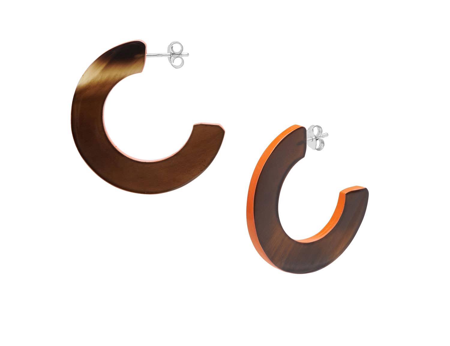 Orange and brown Natural flat hoop earrings