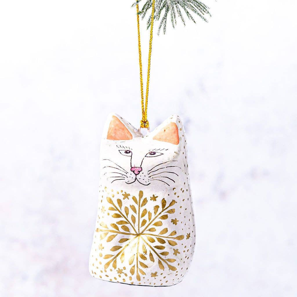 White Snowflake Hanging Cat Christmas Tree Decoration