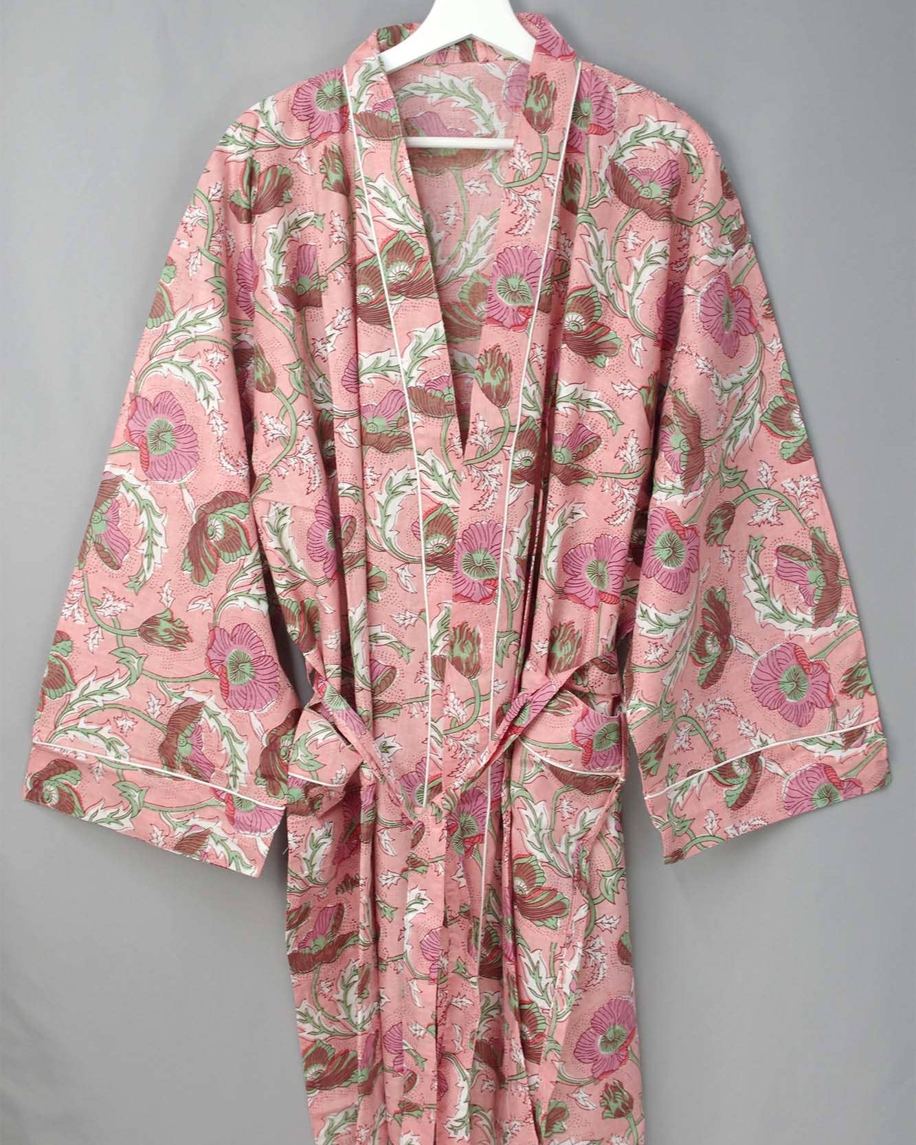 Pretty Pink Poppy Pattern Cotton Kimono