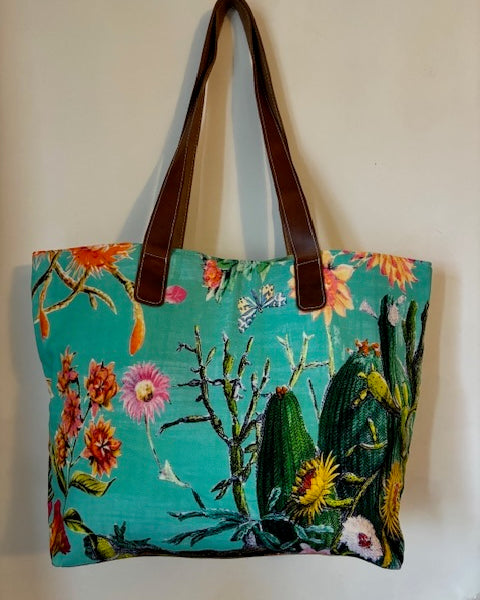 Blue Floral Bag (2)  , leather straps