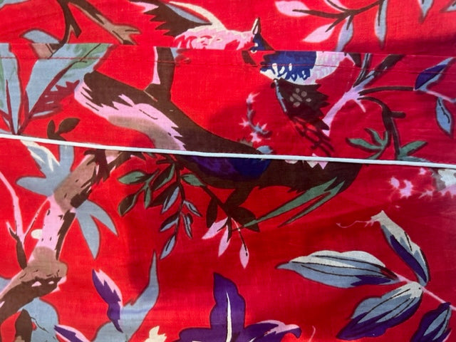 Cotton kimono red with birds
