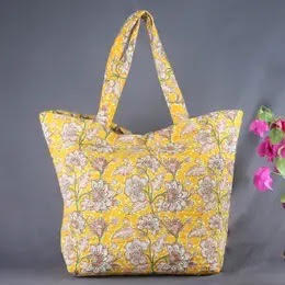 Quilted Shopper / Beach Bag - Yellow