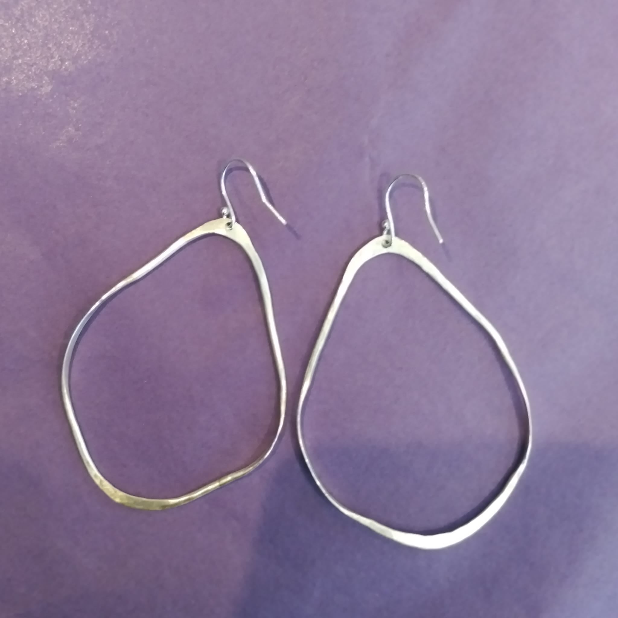 Iregular hoop silver earrings