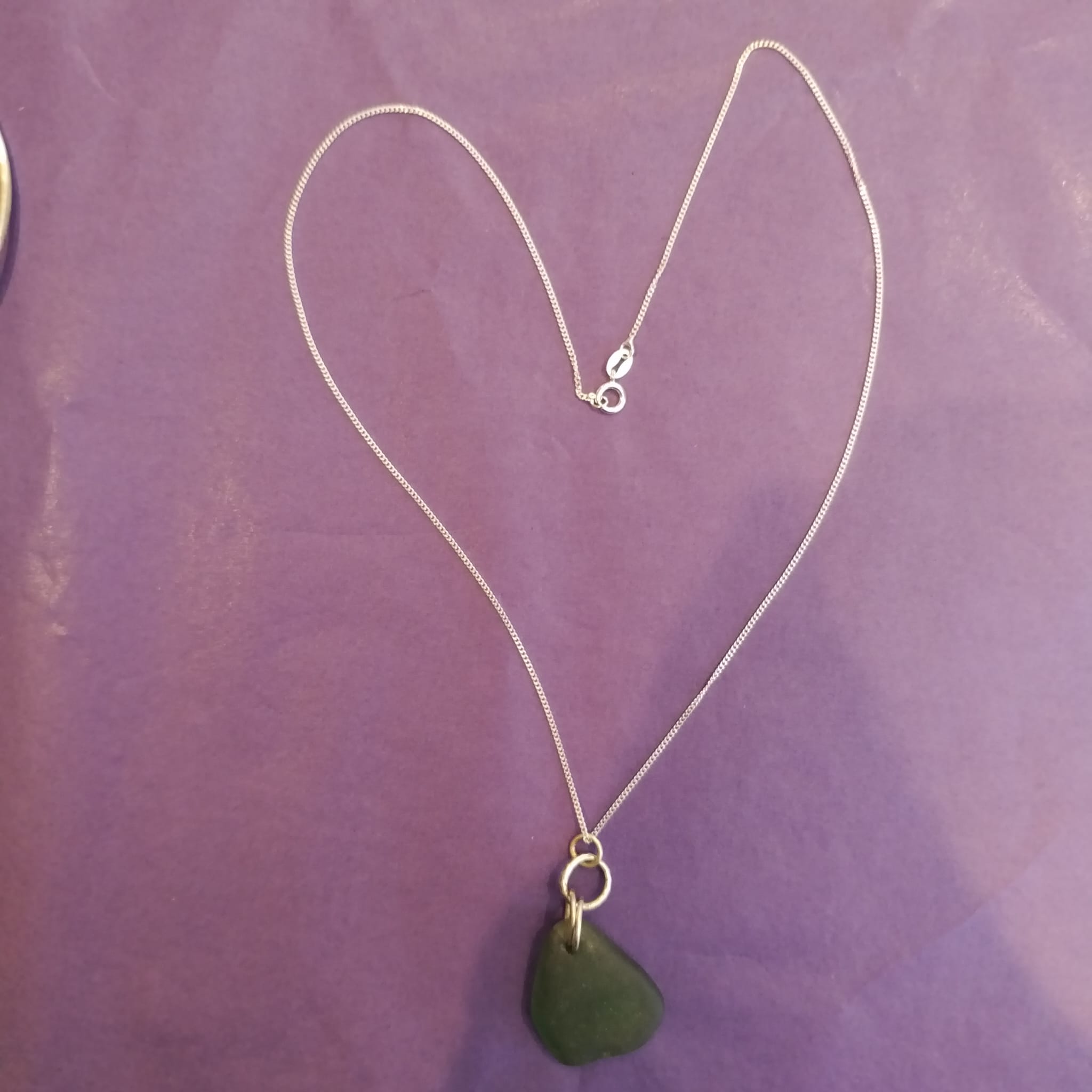 Silver necklace with sea glass pendant