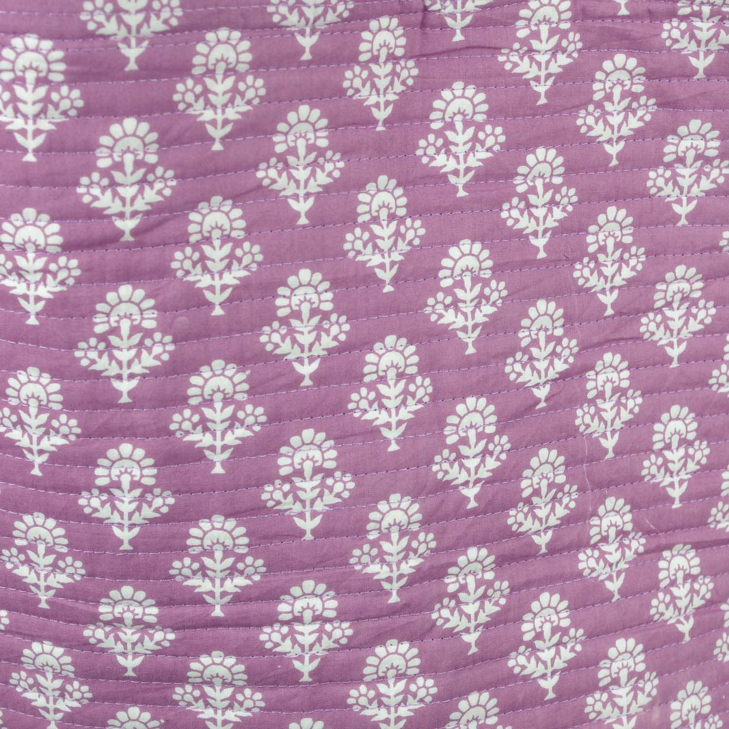 Cotton Quilted Large Shopping /Beach Bag- Light Purple Motif