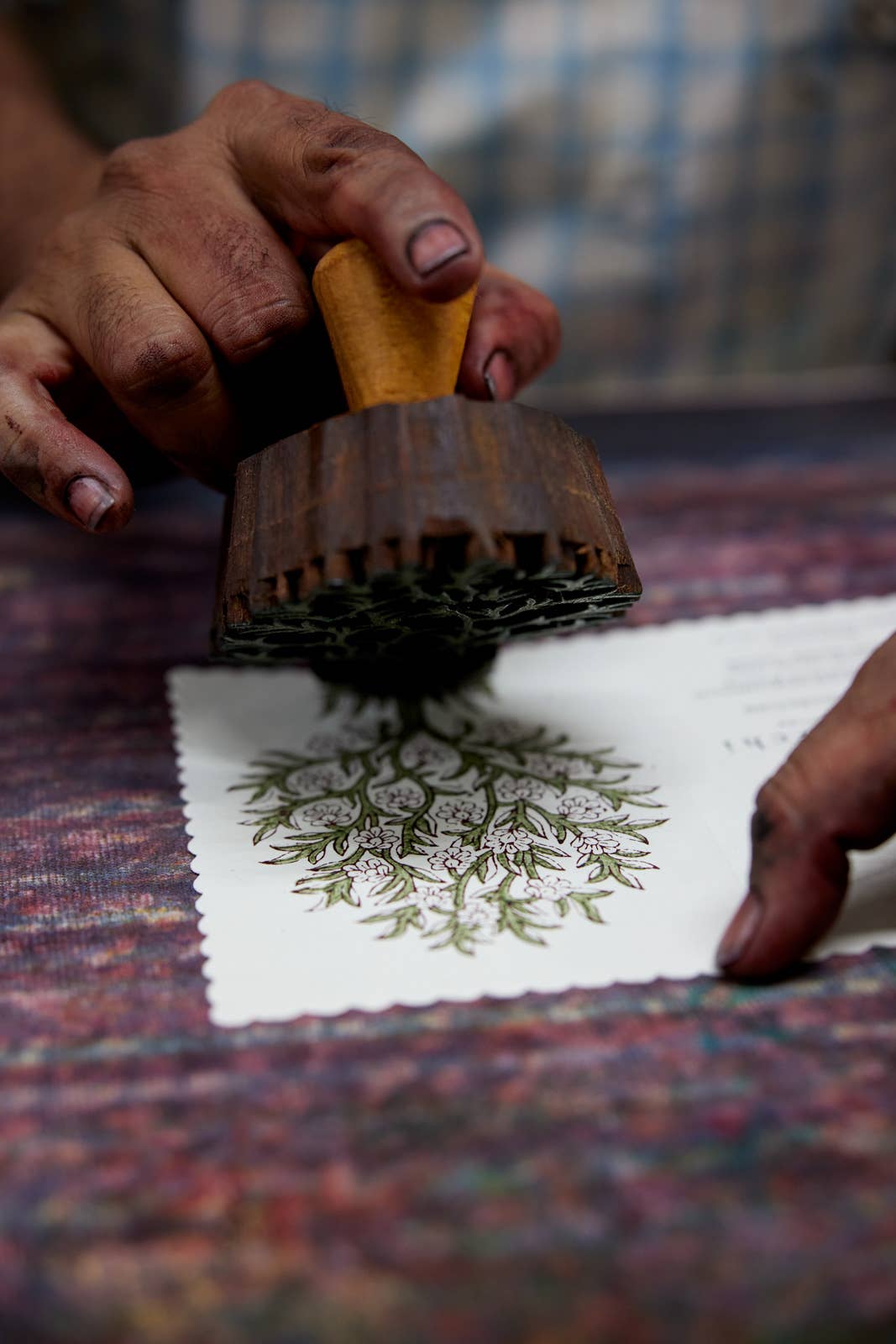 Hand Block Printed Greeting Card - GC Mogra Coral