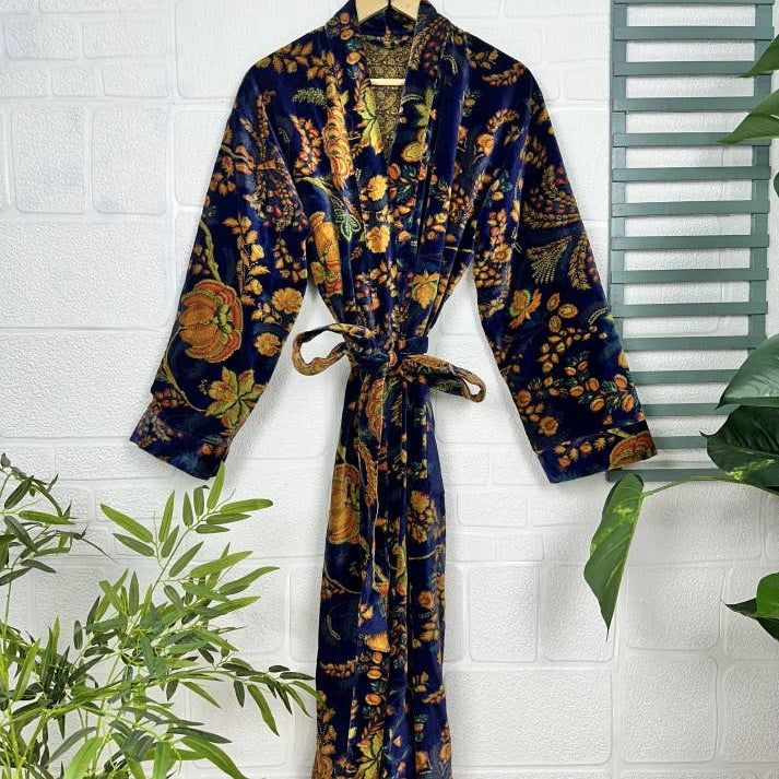 Deep Blue Luxury Velvet Robe