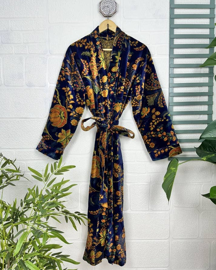 Deep Blue Luxury Velvet Robe