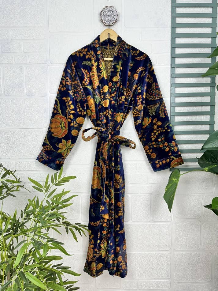 Deep Blue Luxury Velvet Robe