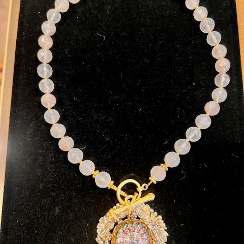 Rose Quartz & Crystal Pendant Necklace