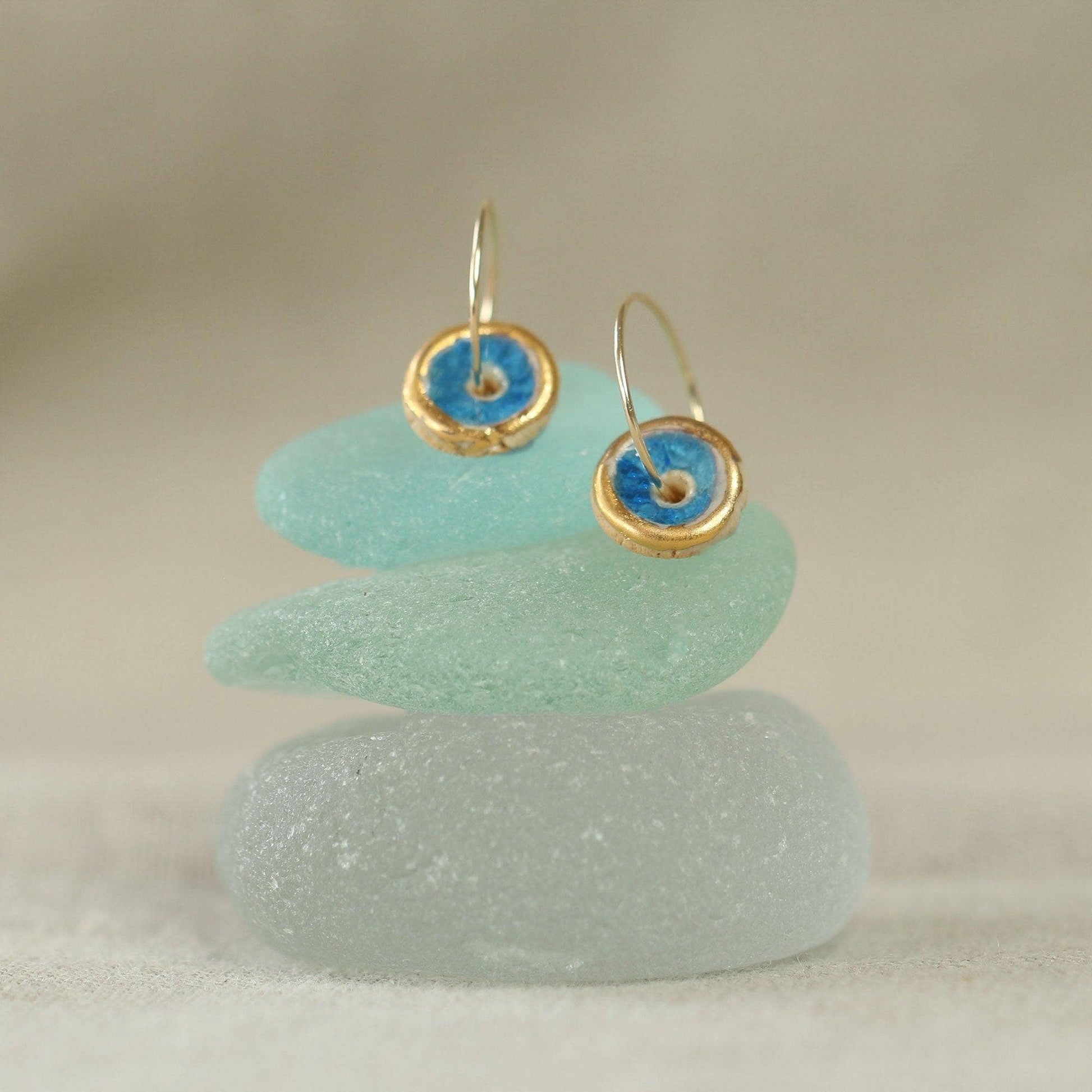Blue Pool Gold Fill Hoops Small