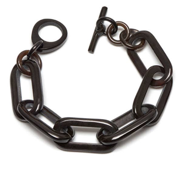 Rectangle link Buffalo horn bracelet - Black