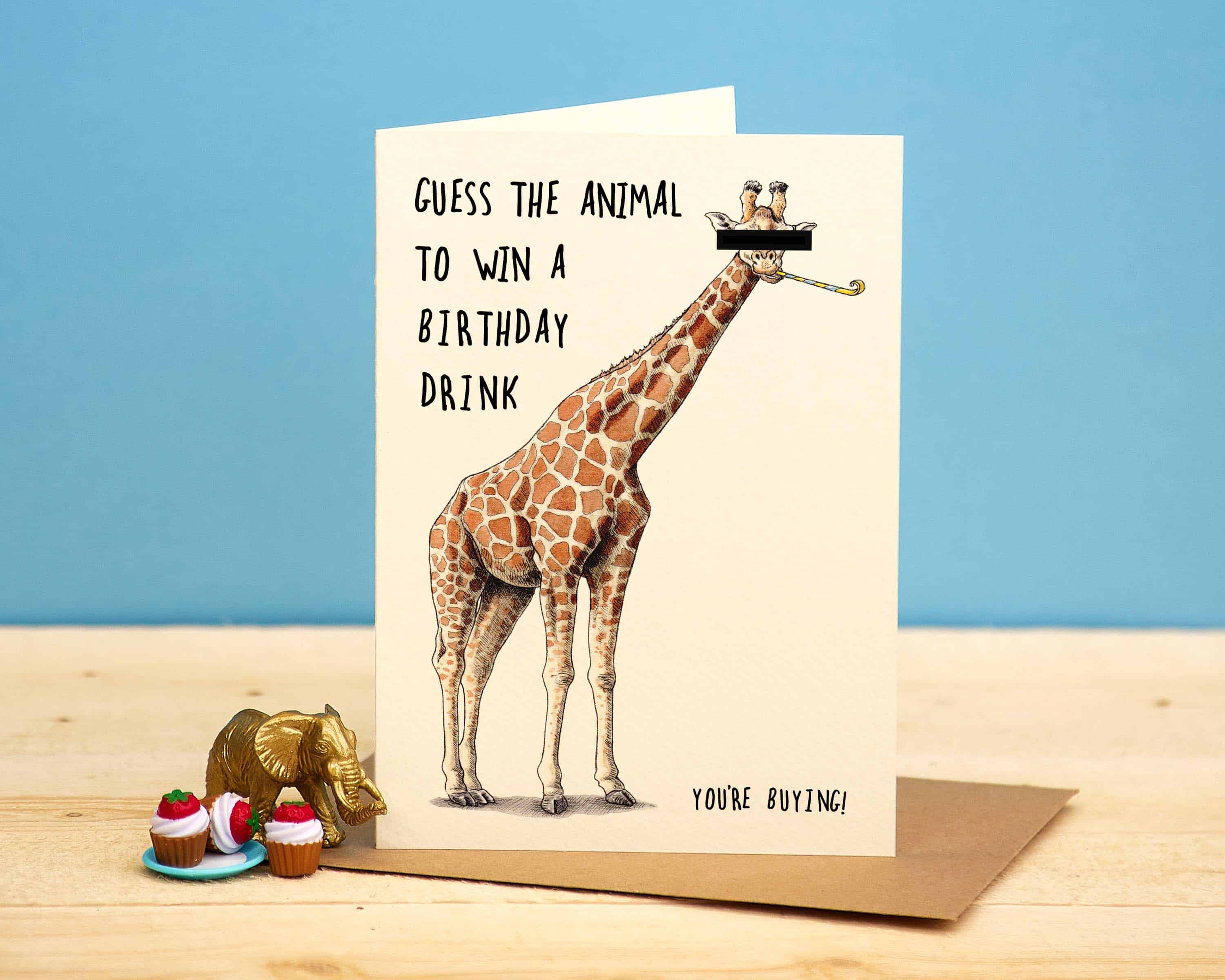 Giraffe Birthday Card - Birthday Card - Funny