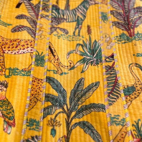 Gold Velvet Tote - Jungle animals