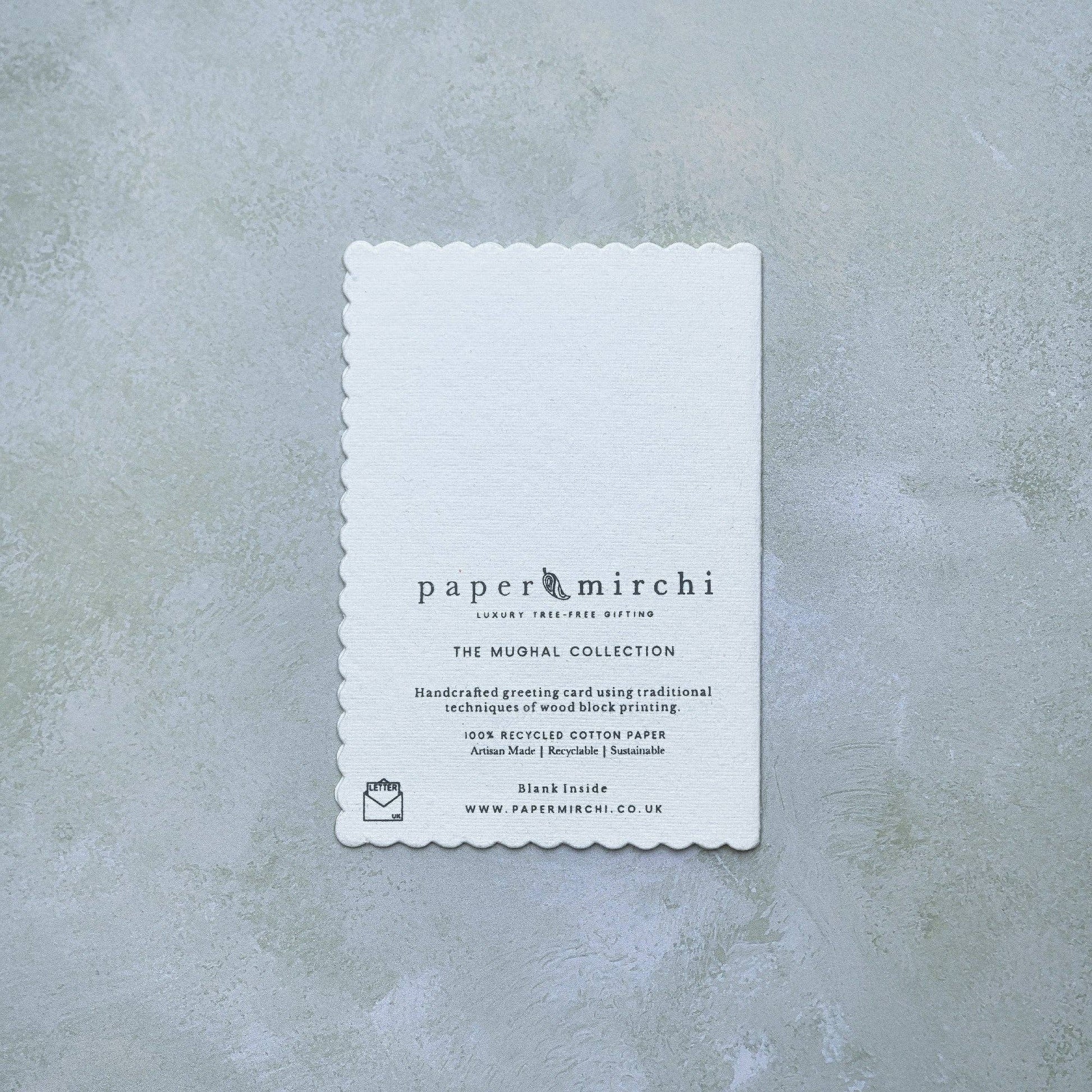 Hand Block Printed Greeting Card - Genda Saffron