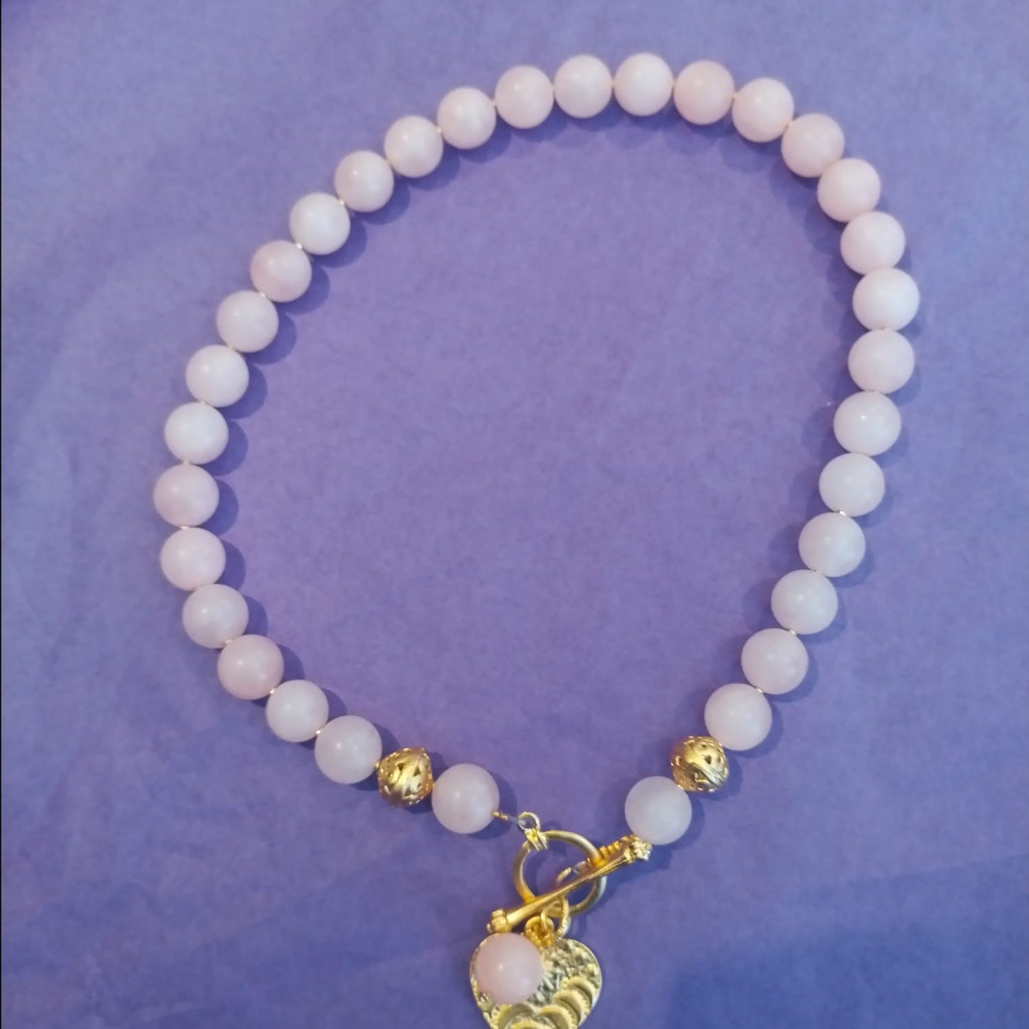 Rose Quartz Gold Heart Necklace