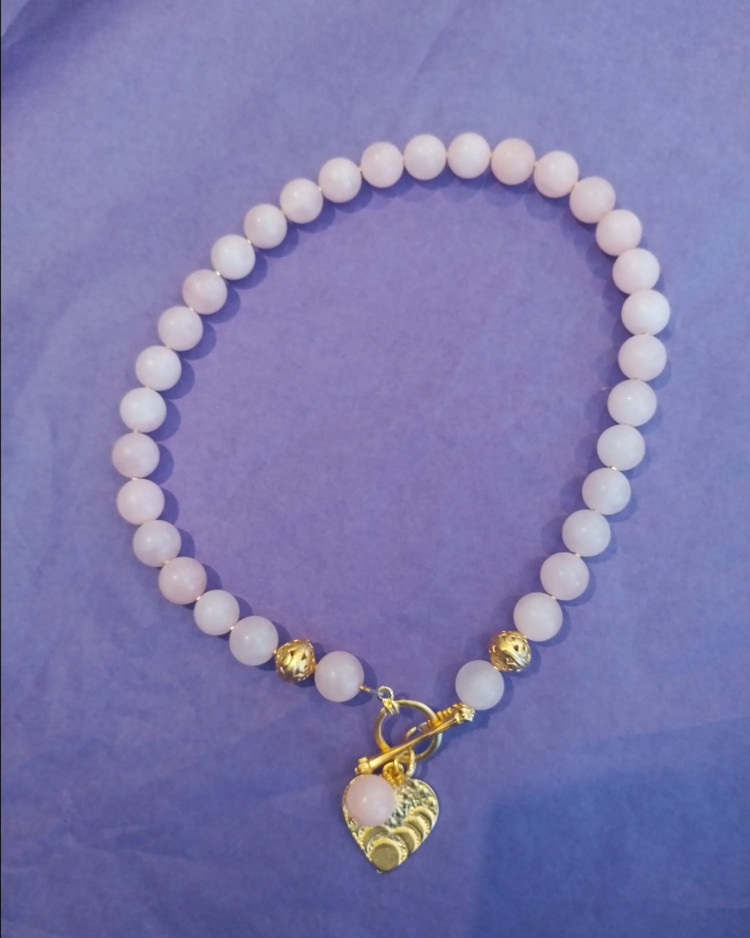 Rose Quartz Gold Heart Necklace