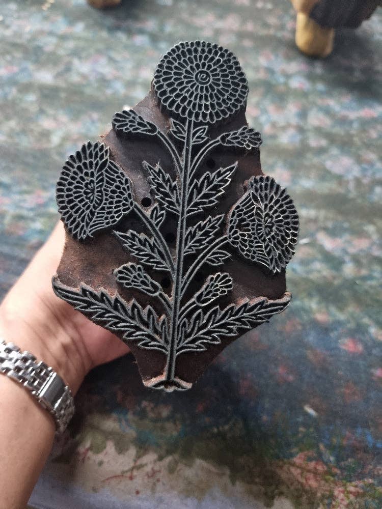 Hand Block Printed Greeting Card - Genda Saffron