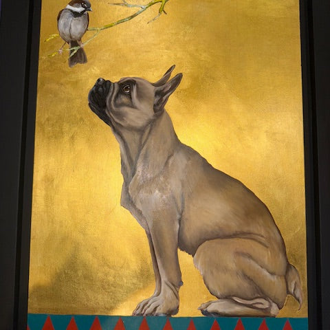 Chatting - French Bulldog & Little Bird