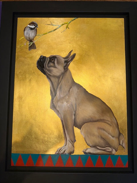 Chatting - French Bulldog & Little Bird