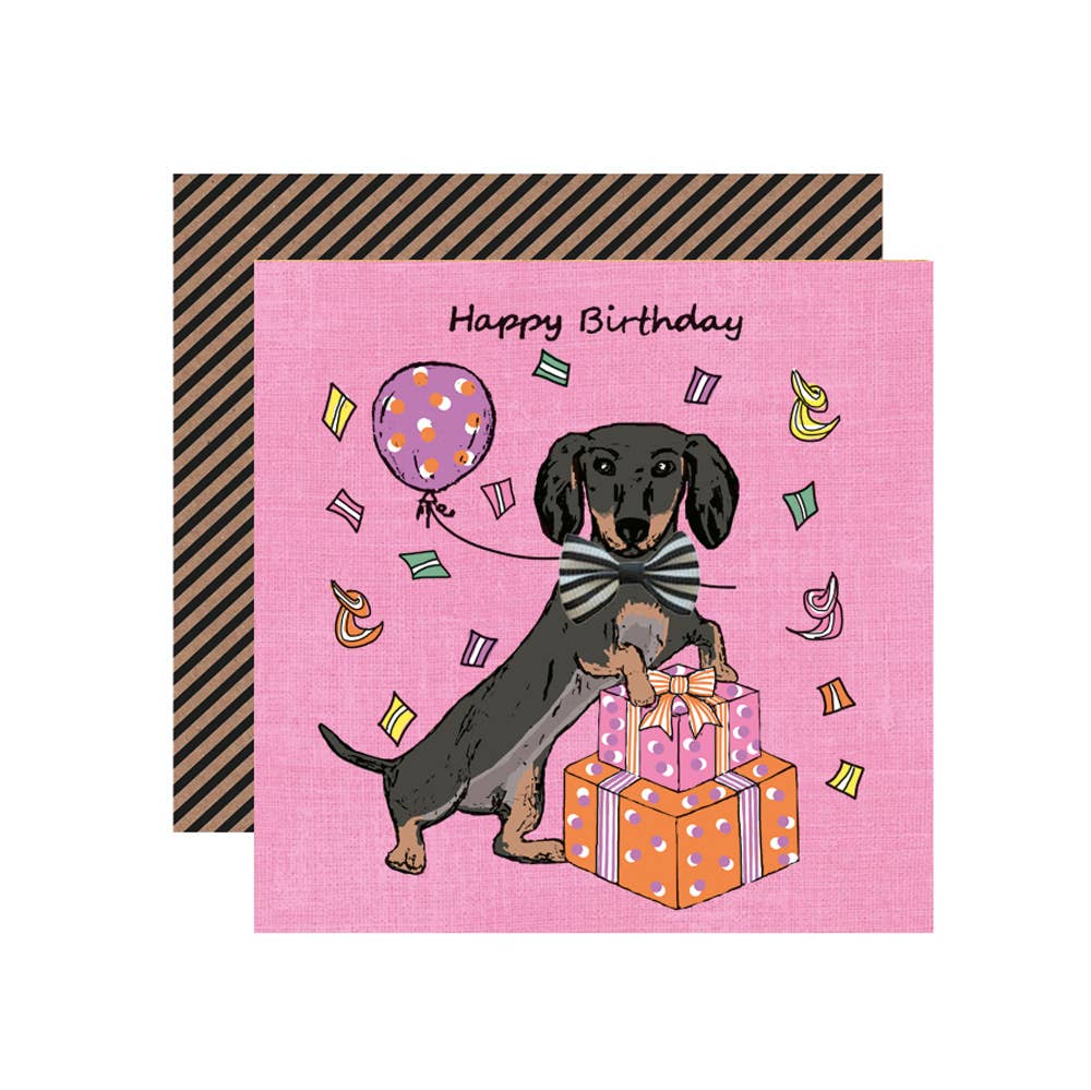 Happy Birthday Dachshund Sausage Dog Handmade Greetings Card