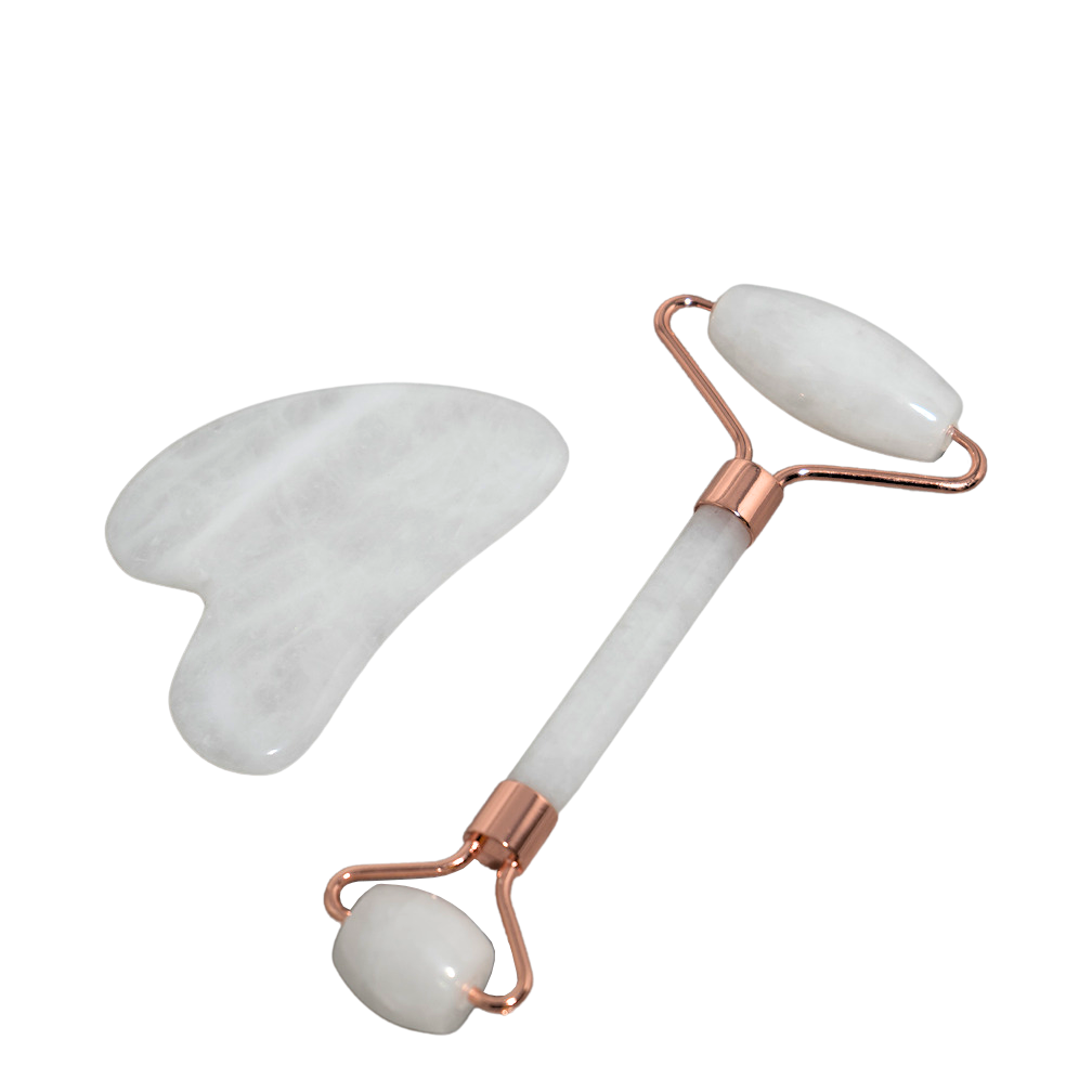 Clear Quartz Facial Roller & Gua Sha Set