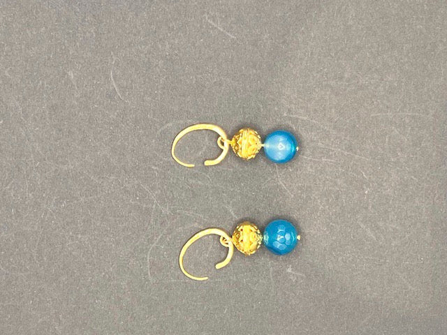 Teal Agate - Gold Ball