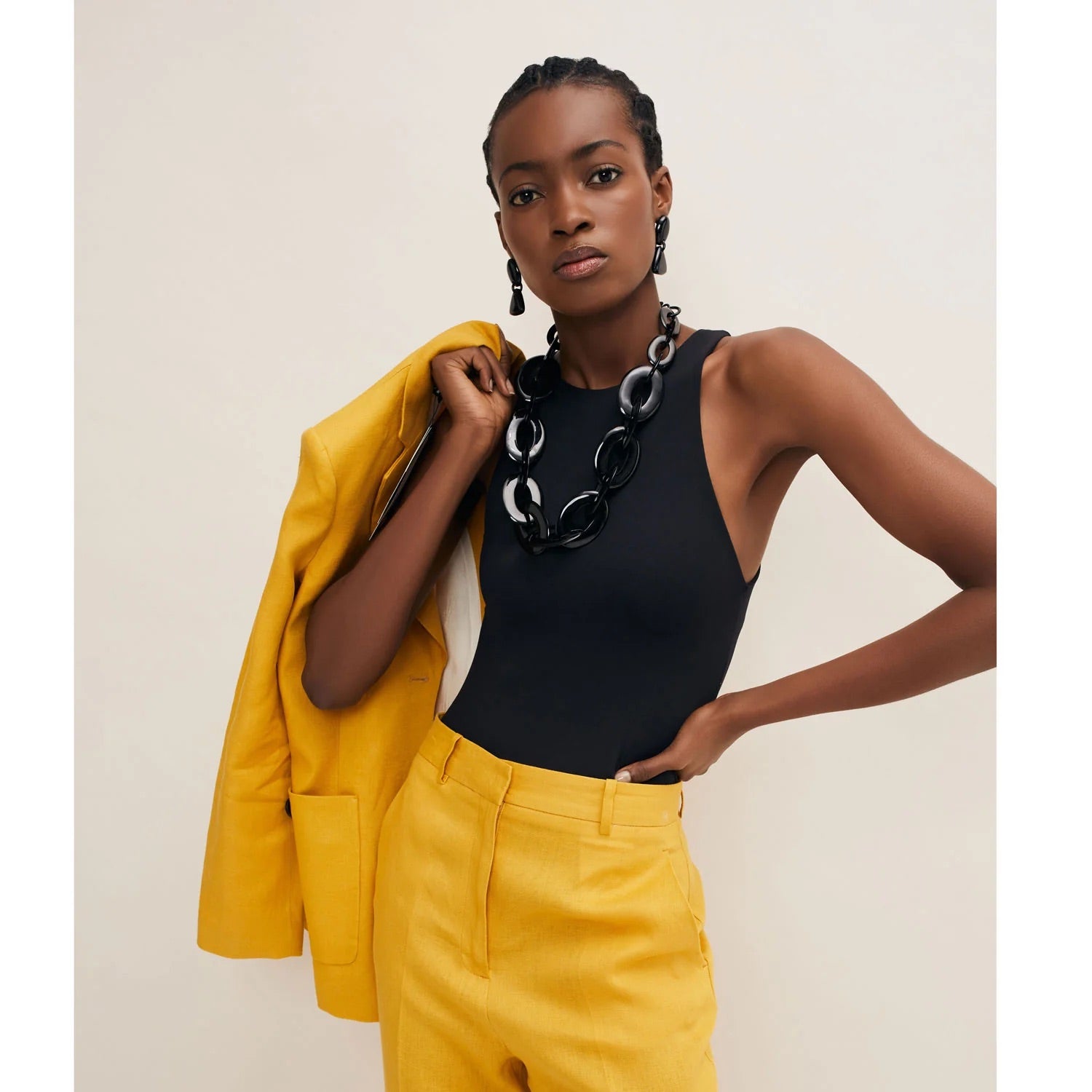 Branch - Large Link Oval Black Necklace