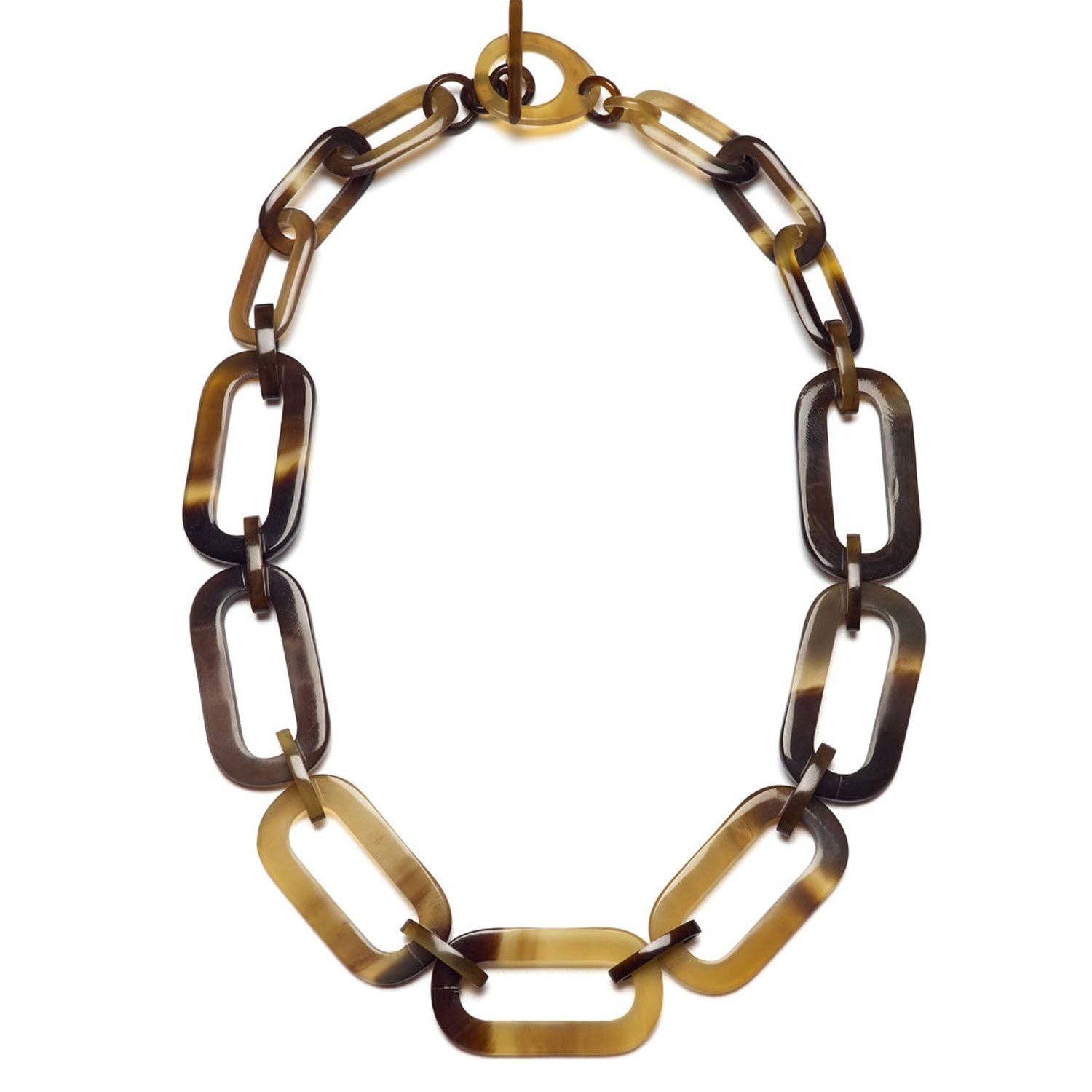 Statement  rectangle link Buffalo horn necklace - Brown Natu