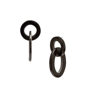 Branch - Small Oval Horn Earrings Black & Natural