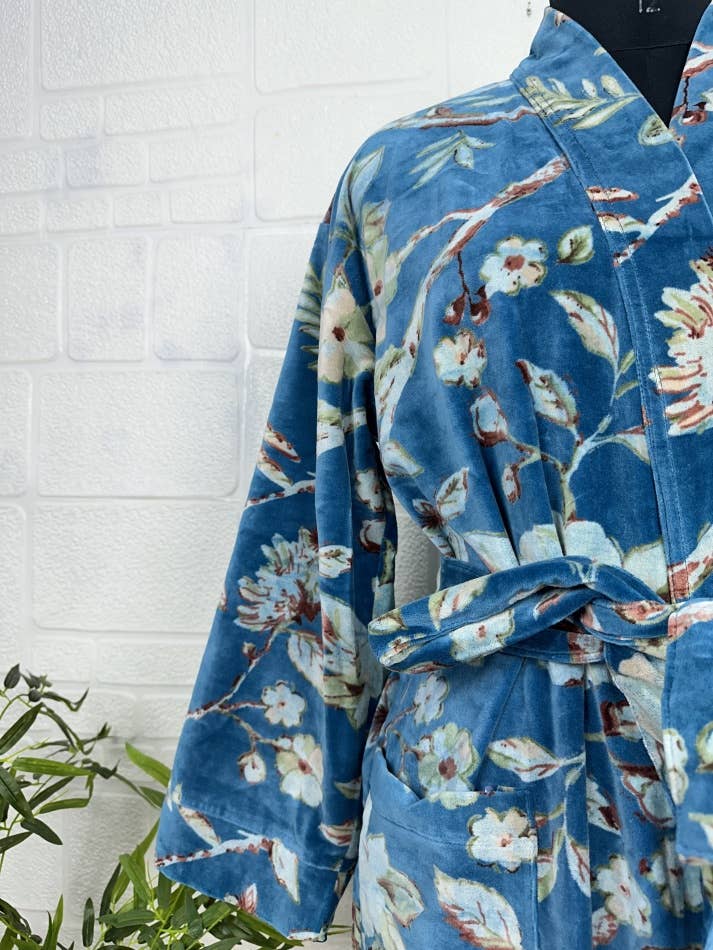 Blue Luxury Velvet Robe