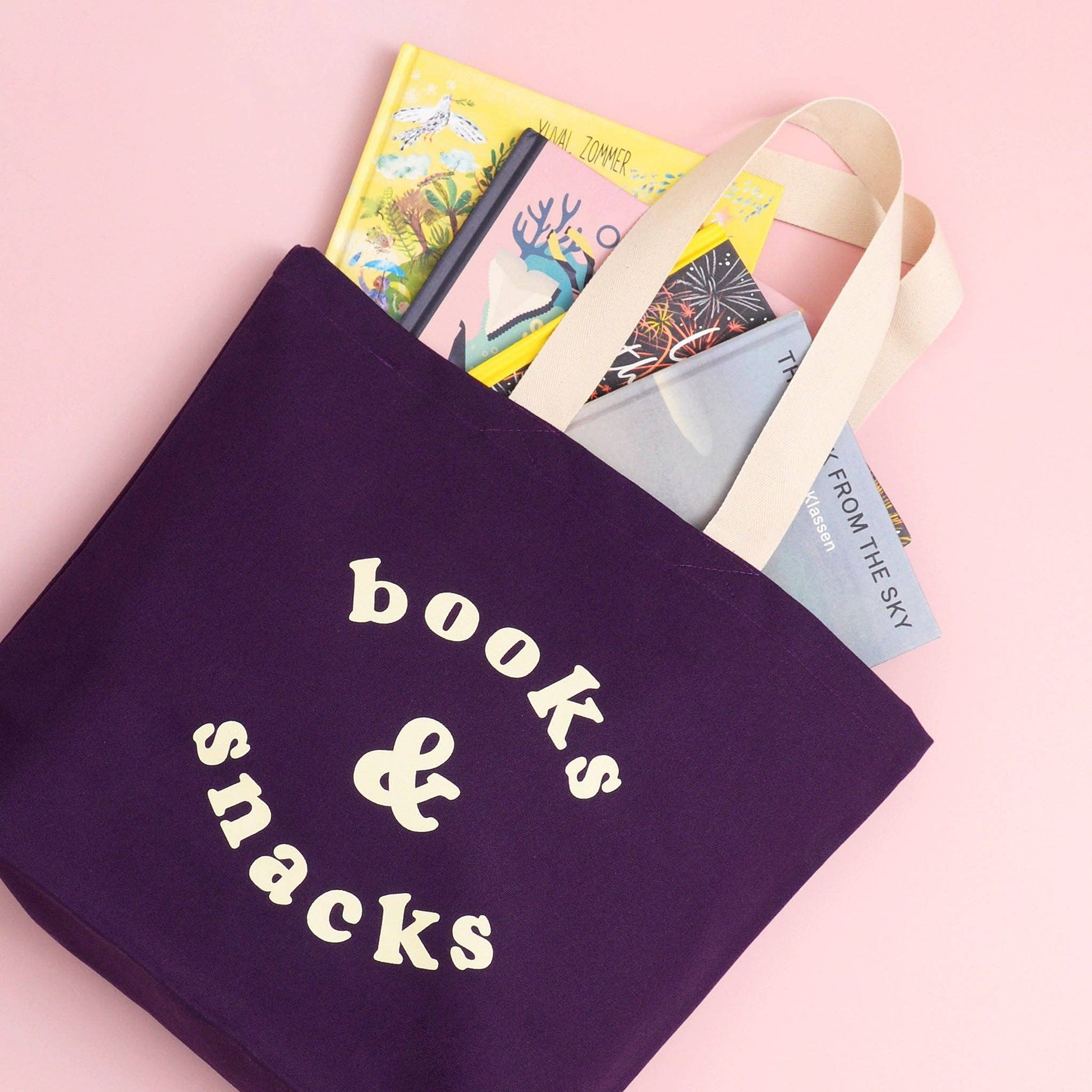 Books & Snacks - Plum Canvas Tote Bag