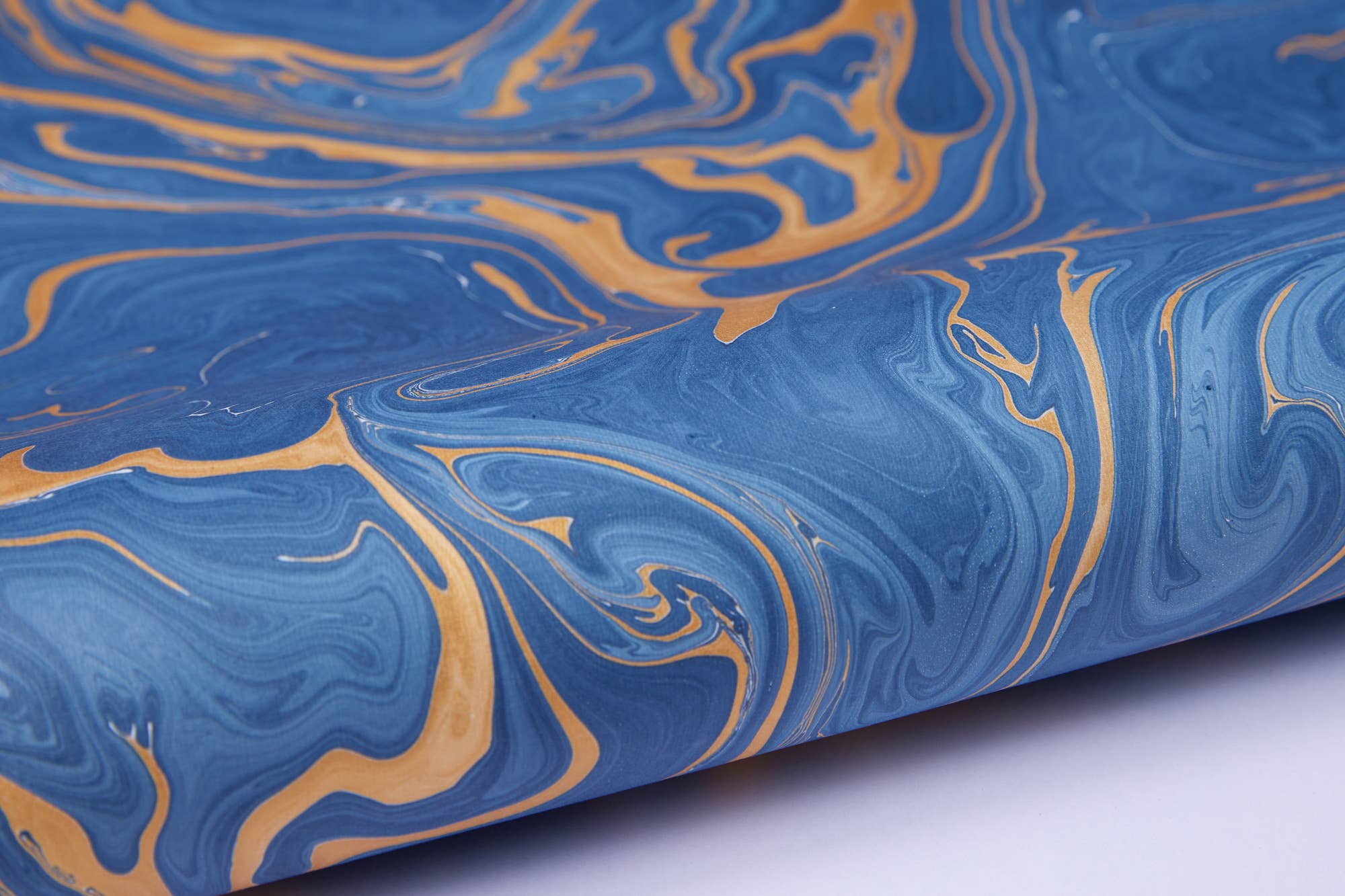 Hand Marbled Gift Wrap Sheets - Ink Blue